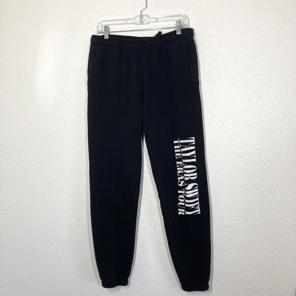 Taylor Swift The Eras Tour Sweatpants Womens M Black Fleece Joggers Graphic